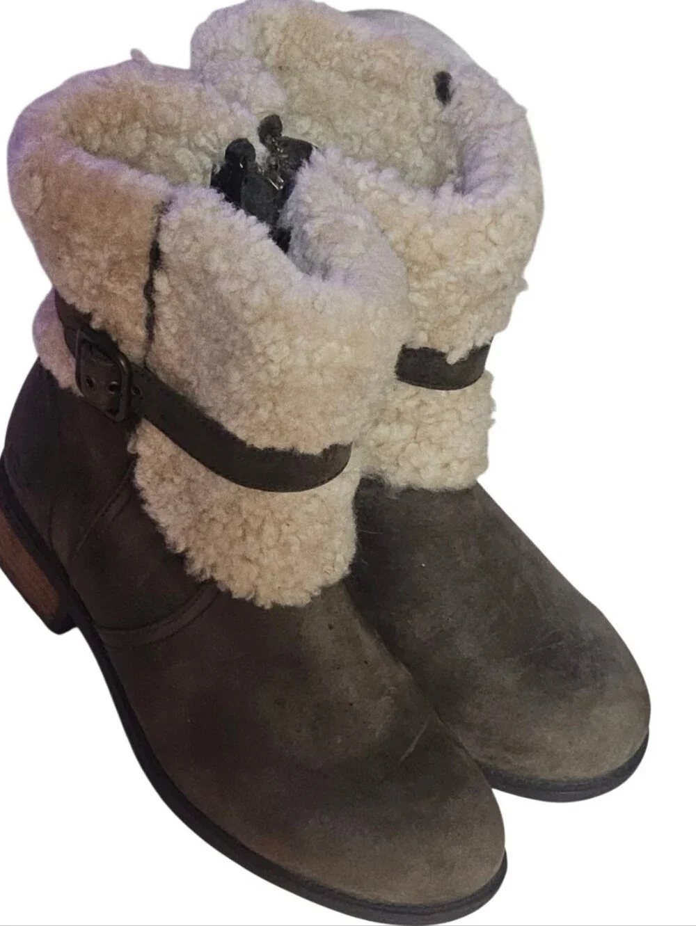 Uggs Shearling Lined Blayre 2 Ankle Boots in Cream and Chocolate 1008220 Sz 8